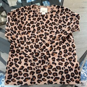 Cynthia Rowley Cashmere Brown Leopard Print Sweater